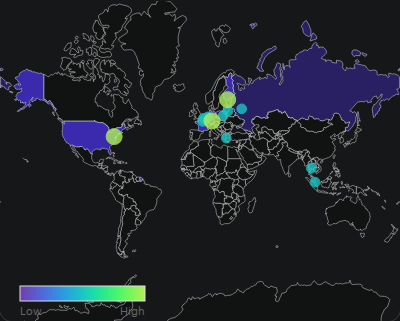 Live listener locations around the world